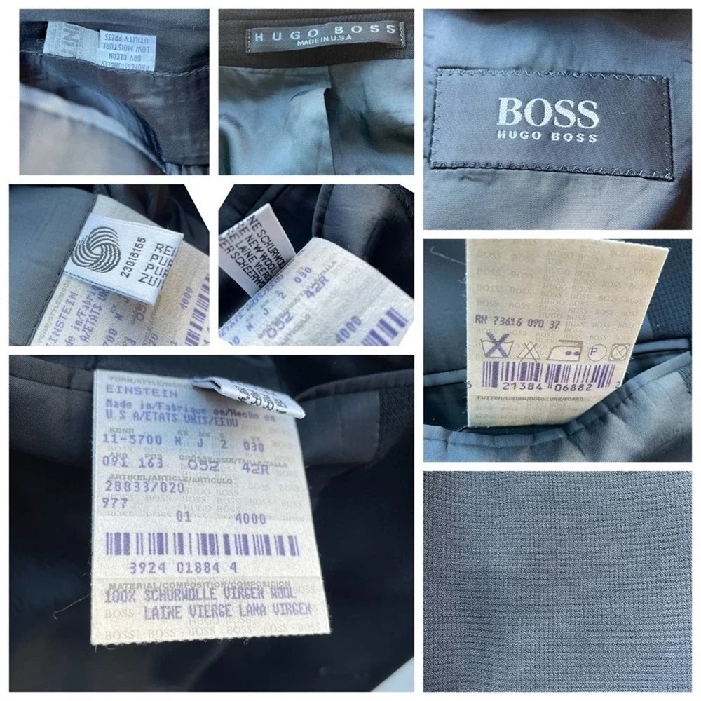 HUGO BOSS Suit Blazer Jacket Black Size 42R Wool Einstein Formal USA